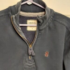 IZOD‎ The Original Brand Men's M Sweatshirt Blue Woven 1/4 Zip Pouch Pocket